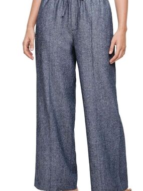 GAP Wide-Leg Linen-Blend Pants in Denim Blue